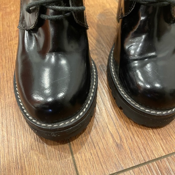 Jeffrey Campbell Legion Black Leather Lace Up Chunky Ankle Boots Size 7.5M - Picture 2 of 16